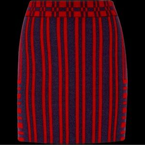NWT Tanya Taylor ‘Katie’ Skirt in “Navy & Burgundy Stripe” Size XS